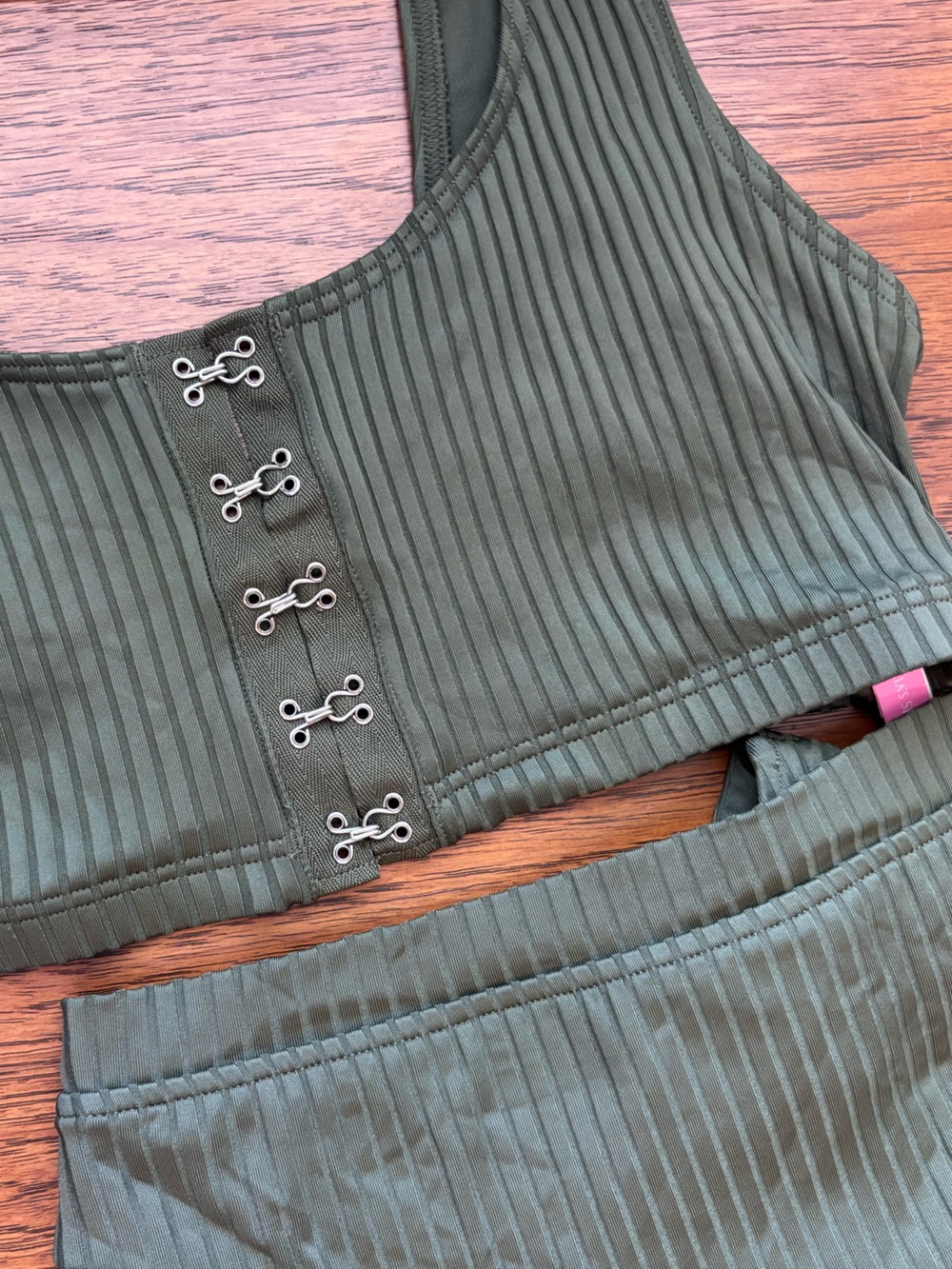 Victoria's Secret Olive Green Ribbed Swim Set